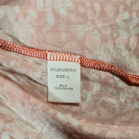 Peach Love Womens Floral Kimono Size Large Orange Flutter Sleeve Bohemian - Picture 7 of 9